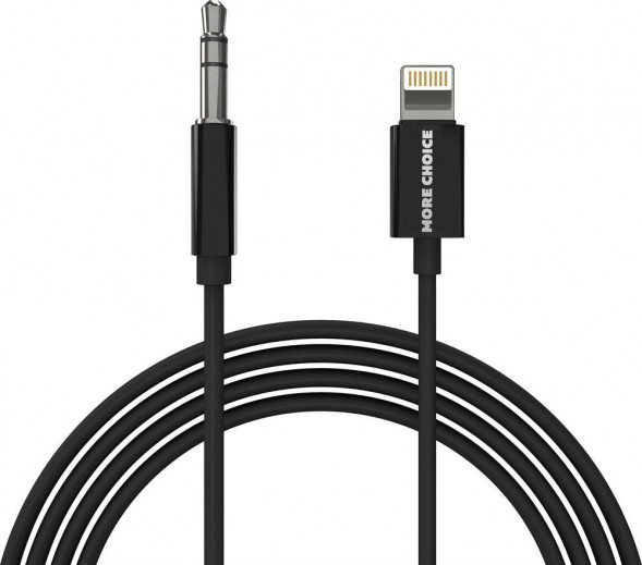 Кабель MORE CHOICE (4610196409837) UK28i AUX 3.5mm Lightning 8-pin 1м Black