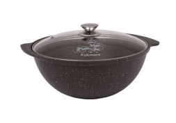Казан KUKMARA кмк37а а/пр литой 3,5л д/плова стекл/кр Кофейный мрамор