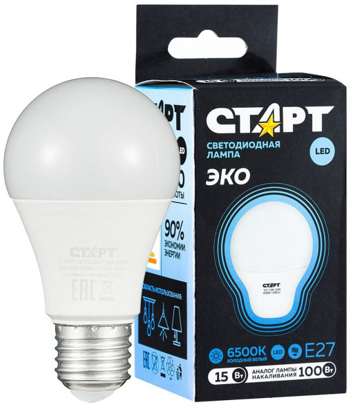 Лампа СТАРТ LEDGLSE27 15W 65 WS