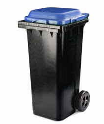 Контейнер АЛЬТЕРНАТИВА М4667 для мусора 120л (на колесах)(черный с синей крышкой)