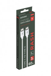 EXPLOYD EX-K-1140 Дата-кабель/TYPE-C - TYPE-C/круглый/белый/1М/3A/60W/Rash