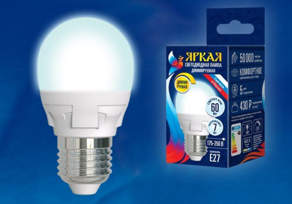 G (Лампы-глобы) UNIEL (UL-00004301) LED-G45 7W/4000K/E27/FR/DIM PLP01WH