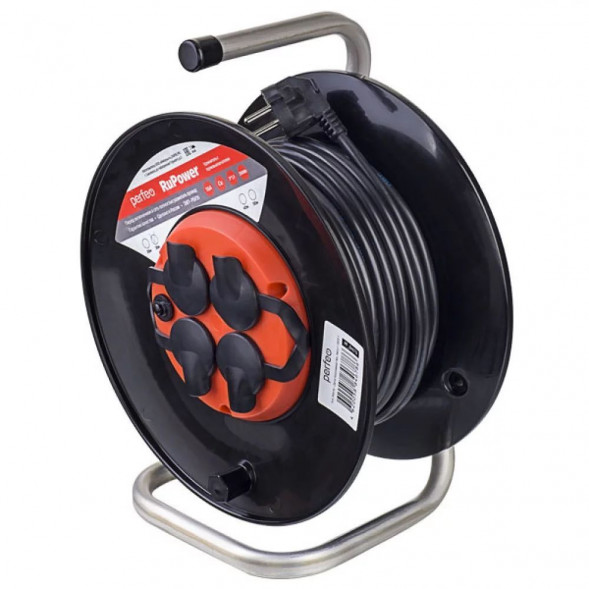 Удлинитель PERFEO (PF_B4681) RU POWER на катушке, с/з, 4 гн-50м