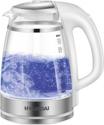 Чайник HYUNDAI HYK-G3506 1.7л. 2200Вт белый/серебристый (стекло)