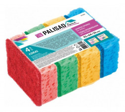 Губка PALISAD Губки для посуды CORAL, 95X64X36 мм, 4 шт., 923585