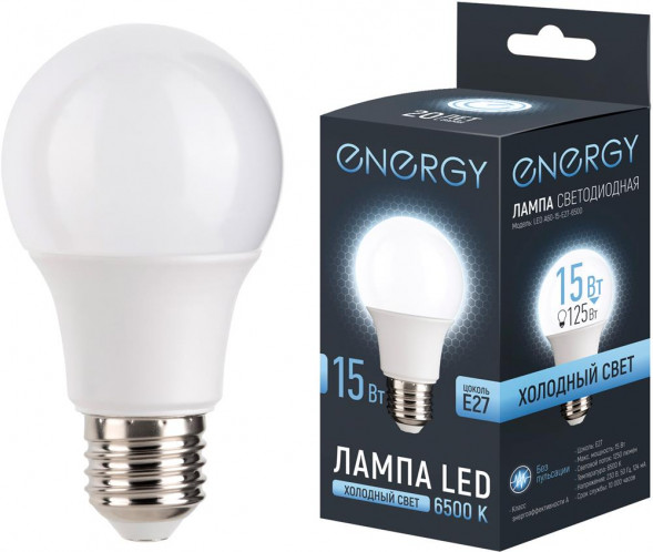 Лампа светодиодная ENERGY LED А60-15-E27-6500 (109312)