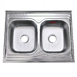 Мойка накладная FABIA 62279D Мойка накладная двойная , ДЕКОР 80х60 толщина 0,8 мм глубина 180 мм + большой сифон с п