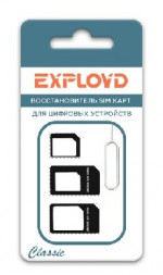 Восстановитель SIM EXPLOYD EX-AD-398 CLASSIC Восстановитель SIM 3 в 1 с устройством для извлечения SIM чёрный