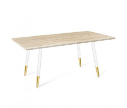 Стол SHEFFILTON SHT-TU14/120/80 МДФ белый муар/золото/дуб сонома светлый металл/МДФ 209142