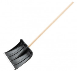 Лопата РОССИЯ Лопата для уборки снега пластиковая, 380х385х1420 мм, деревянный черенок 615745