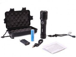 фонарь CAMELION (15192) E164 (фонарь аккум., черн., Type C, адаптер 220В, кабель, 10Вт, 2А-ч, алюм., кор.)