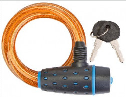 Аксессуары для вело-техники STELS Трос-замок 87318 с ключом со стальн. тросом 8х1800мм, чёрно-жёлтый 540058*LU059794