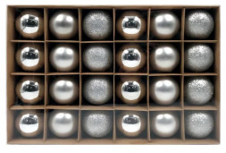 Набор ёлочных шаров WINTER GLADE Набор ёлочных шаров пластик, 6 см, 24 шт, серебряный микс, 6024G002