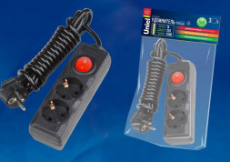 Удлинители серии Standard с заземлением и выключателем UNIEL (UL-00003607) S-GCD2-3B BLACK