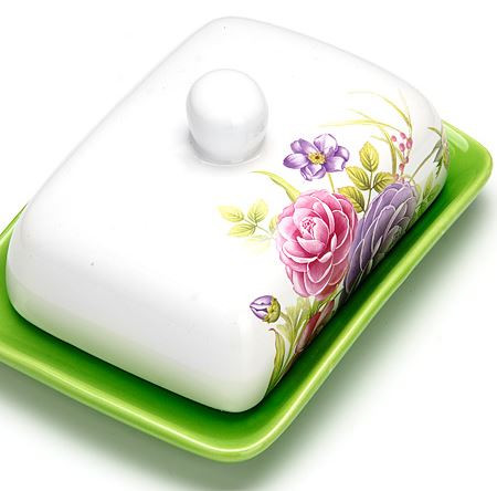 Маслёнка LORAINE 26375 белый, зеленый,фиолетовый, розовый