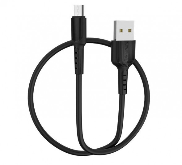 Кабель BOROFONE (6957531099499) BX16 USB (m)-microUSB (m) 1.0м 2.0A силикон черный