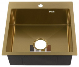 Мойка врезная FABIA PROFI 50503Z Мойка врезная 50х50см ЗОЛОТО толщина 3,0х0,8мм, глубина 200мм +большой сифон с переливом+корзина