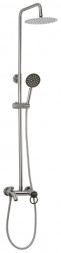 Душевой комплект BRIMIX 3085 Смеситель + стойка душевая тропический душ с двумя лейками ЭКОНОМ МАТОВЫЙ ХРОМ