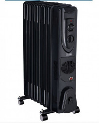 Масляный радиатор DELTA D49F-9 черный: 9 секций, 2000 Вт, вент
