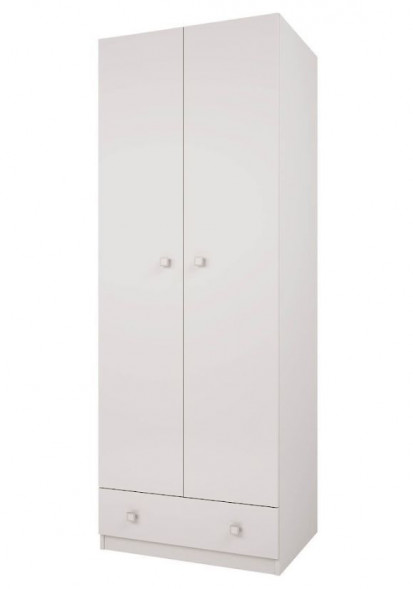 Шкаф POLINI Шкаф двухсекционный Polini kids Simple с 1 ящиком, белый (2кор)