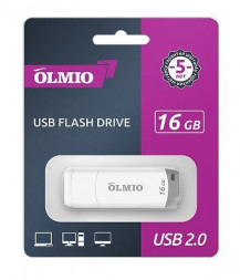 Карта памяти OLMIO U-181 USB-Flash 16GB, USB2.0 белый (42090)