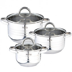 Кастрюля VETTA Фултон Набор кастрюль 6 пр. (2,9л+4,0л+5,4л) со стекл. крышкой 822-116