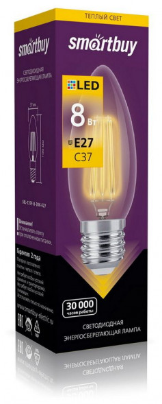 Лампа SMARTBUY (SBL-C37F-8-30K-E27) 8W/3000/E27