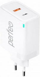 Сетевое зарядное устройство PERFEO (I4654) USB-A+TYPE-C, GaN, 45W, белый