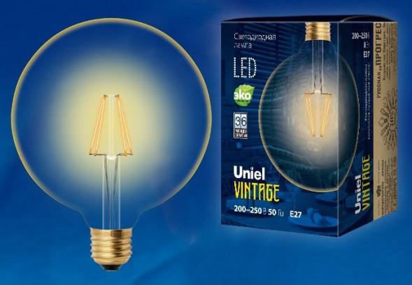 Лампы светодиодные VINTAGE UNIEL (UL-00002358) LED-G125-8W/GOLDEN/E27 GLV21GO
