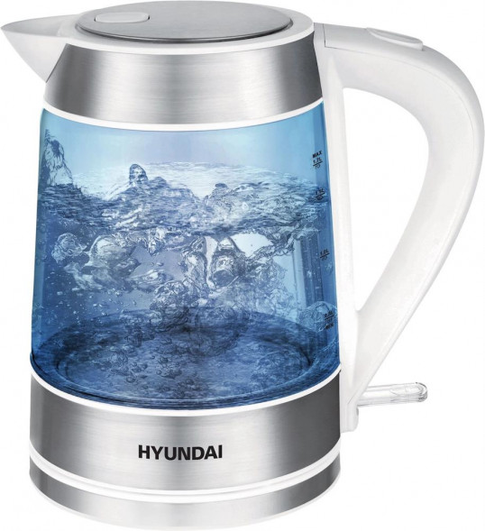 Чайник HYUNDAI HYK-G3606 1.7л. 2200Вт белый/прозрачный (стекло)
