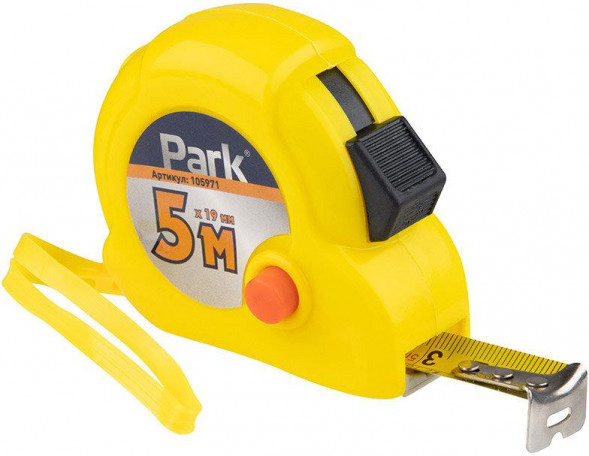 PARK Рулетка с двумя фиксаторами, пластиковый корпус, 5мх19 мм (105971)