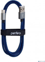 PERFEO Кабель USB2.0 A вилка - USB Type-C вилка, черно-синий, длина 1 м. (U4903)