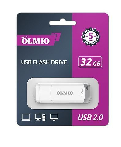 Карта памяти OLMIO U-181 USB-Flash 32GB, USB2.0 белый (42091)