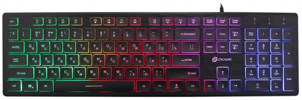 Клавиатура ОКЛИК 550ML белый USB slim Multimedia LED