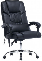 Кресло компьютерное CACTUS Кресло CS-CHR-OC02M-BK с вибромассажем, на колесиках, эко.кожа, черный