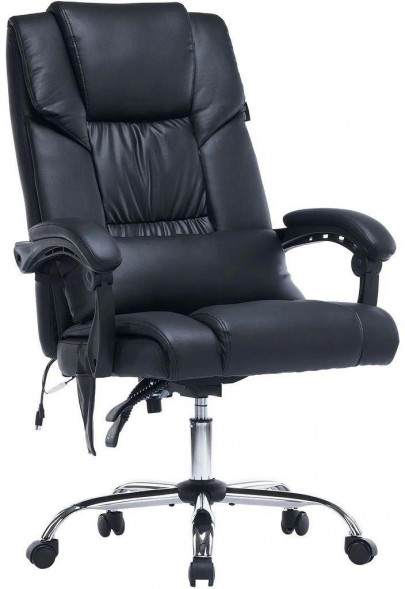 Кресло компьютерное CACTUS Кресло CS-CHR-OC02M-BK с вибромассажем, на колесиках, эко.кожа, черный