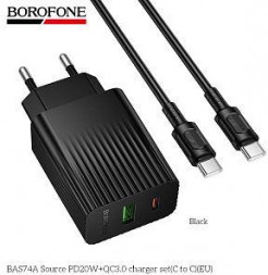 СЗУ BOROFONE (6941991122798) BAS74Aaa 1USB+1Type-C 3.0A QC3.0 PD20W для Type-C Type-C Black