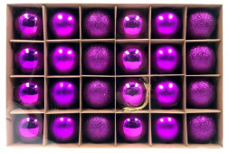 Набор ёлочных шаров WINTER GLADE Набор ёлочных шаров пластик, 6 см, 24 шт, фиолетовый микс, 6024G005