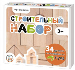 Детские игры ДЕСЯТОЕ КОРОЛЕВСТВО Конструктор деревянный &quot;Строительный набор&quot; 34 эл. 04312