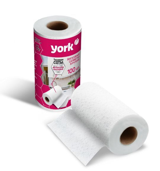 Набор салфеток YORK вискозные 100шт. в рулоне (25х22,5) 020430
