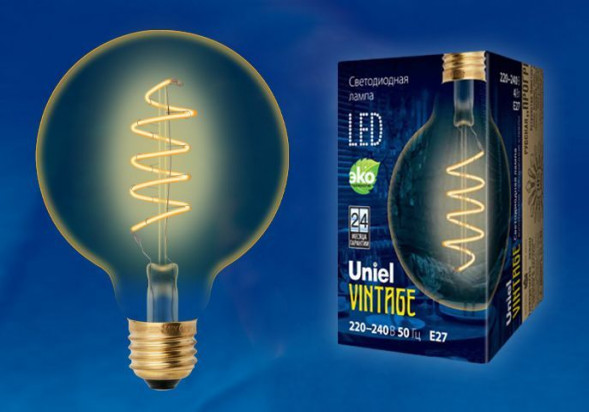 Лампы светодиодные VINTAGE UNIEL (UL-00001818) LED-G95-4W/GOLDEN/E27/CW GLV21GO