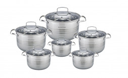 Набор посуды GREEN POINT GP-2122 Набор посуды 1х2 12предм., 2.1, 2.9*2, 3.9*2, 6.6л, нерж. сталь