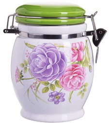 Банка для сыпучих LORAINE 26379 белый,зеленый,фиолетовый,розовый