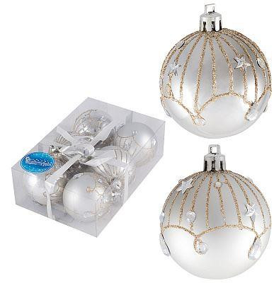 Шары и украшения ВОЛШЕБНАЯ СТРАНА Набор шаров Блеск 6шт., 6см, цвет золото-серебряный