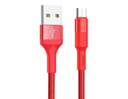 Дата-кабель microUSB HOCO (6957531080220) X26 USB (m)-microUSB (m) 1.0м - красный/черный