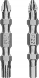 Набор бит GROSS Набор бит двухстор., PH2-T30х45мм, PZ2-H4х45мм, сталь S2, 2 шт.// GROSS Набор бит двухстор., PH2-T30х45мм, PZ2-H4х45мм, сталь S2, 2 шт.//