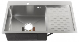 Мойка врезная FABIA PROFI 80503L Мойка врезная 80х50см ЛЕВАЯ толщина 3,0х0,8мм, глубина 200мм+ большой сифон с переливом+корзина