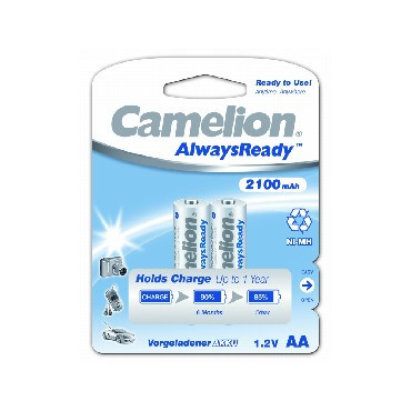 Элементы питания CAMELION (7966) AA- 2100MAH NI-MH ALWAYS READY BL-2 (NH-AA2100ARBP2, аккумулятор, 1.2В)