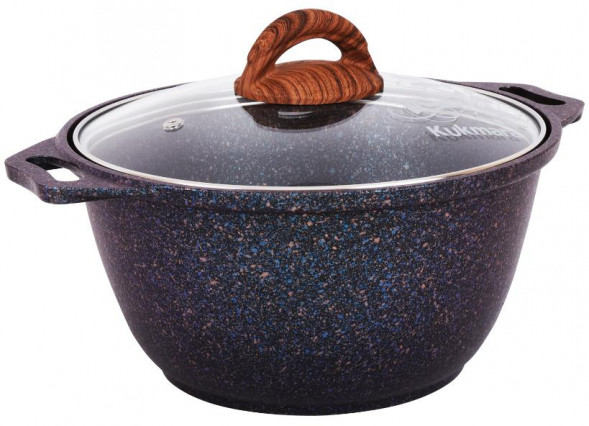 Кастрюля KUKMARA кгг32а а/пр литая 3,0л стекл/кр Granit ultra blue
