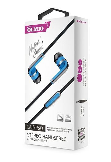 Беспроводные наушники OLMIO &quot;CALYPSO&quot; 3.5мм, голубые (39042)